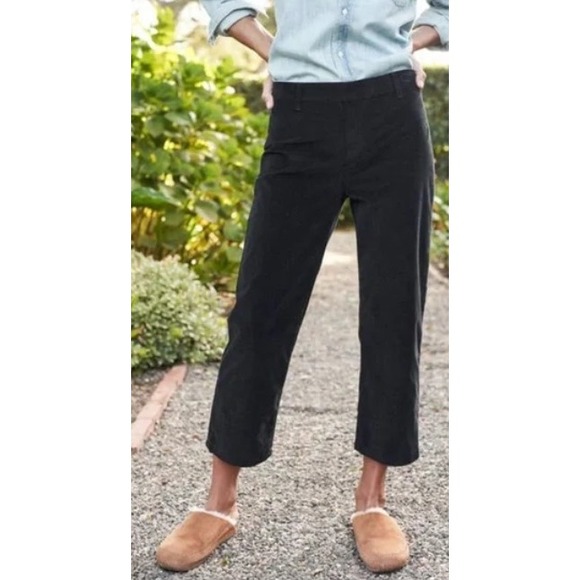 Frank & Eileen Kinsale Black Italian Power Linen Cropped Raw Hem Pants Size 2 - Picture 2 of 10